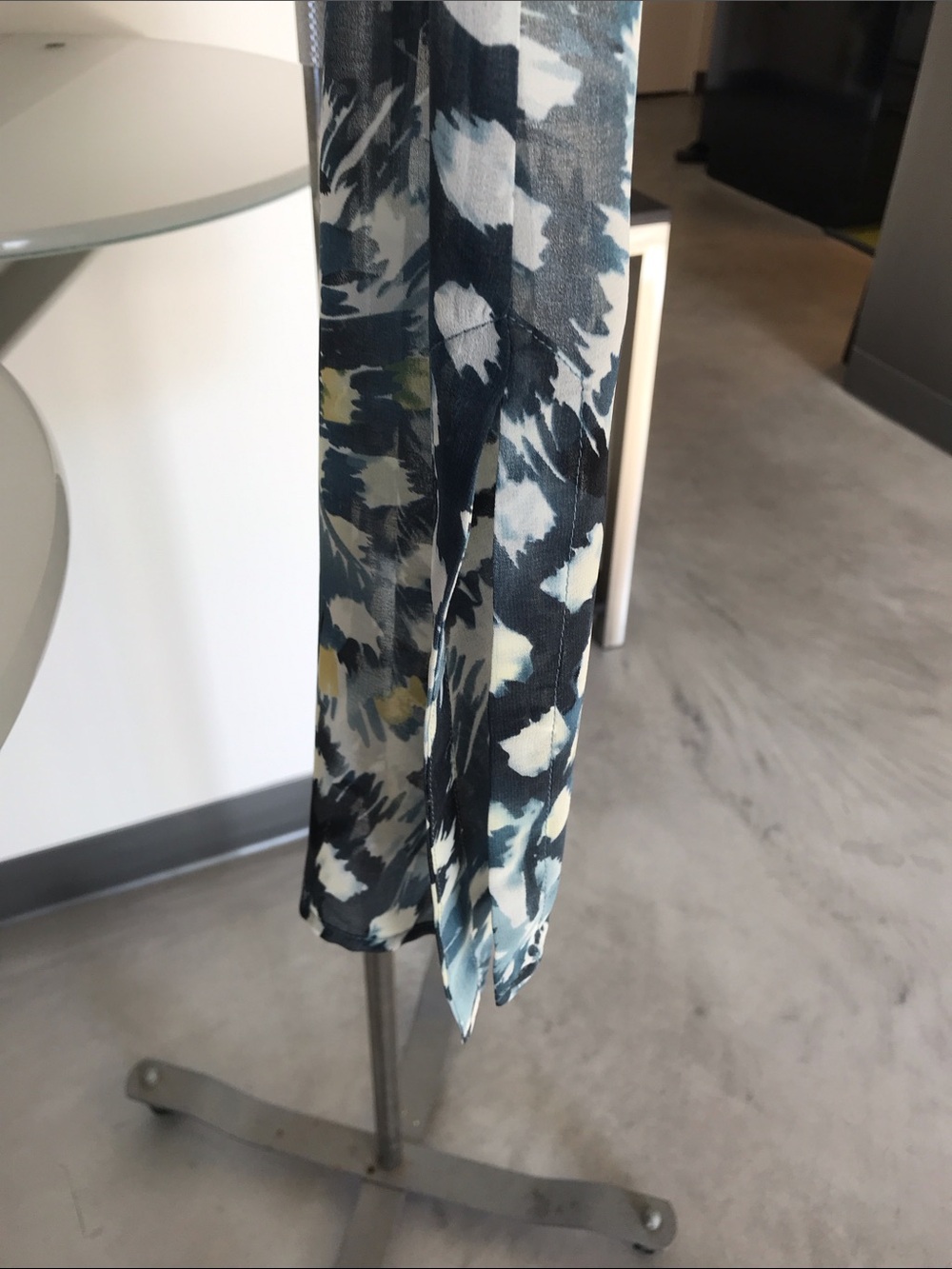CAbi Teal and White Abstract Button-Front Blouse - Picture 4 of 6